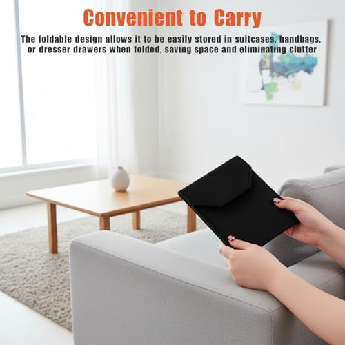 6 PCS Black Velvet Jewelry Travel Folder, Necklace Organizer Foldable Velvet Jewelry Pouches Foldable with Metal Buckle Gift Box for Necklace, Bracelets, Travel, Business Trips and Gift Wrapping