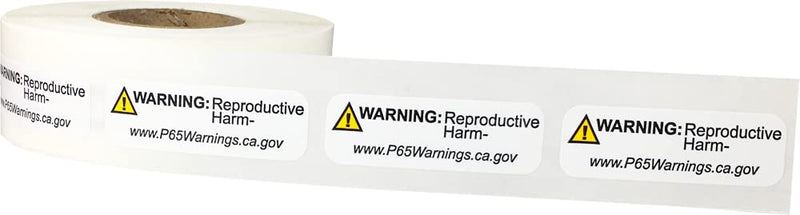 California Proposition 65 Warning Labels Reproductive Harm Short Form .5 x 1.5 Inch 500 Adhesive Stickers