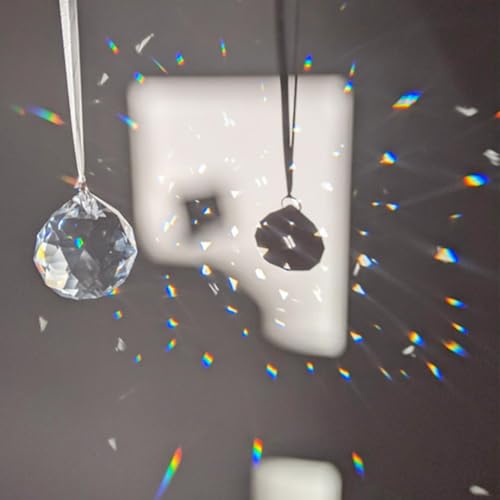 50mm Clear Crystal Ball Prisms Feng Shui Suncatcher Decorating Hanging Faceted Prism Balls + Hanging Kit 1 50mm