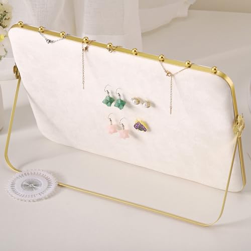 14 x 10 inches Velvet Necklace Display Stand for Selling,Necklace Organizer 1 Beige