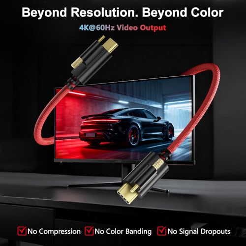 Alvin's Cables Ultra-Flexible Locking USB-C to USB-C Power Cable for Blackmagic Pyxis Monitor, URSA Cine EVF, USB-C 3.2 10Gbps Data Transfer Cable for Blackmagic Pyxis 6K or URSA Cine 12K, 3.3ft Red straight to straight