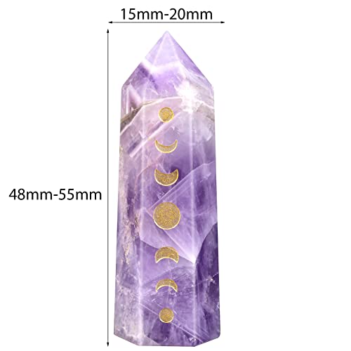 TUMBEELLUWA Moon Phase Crystal Wands for Healingcraft Wiccan Purple & Pink & White