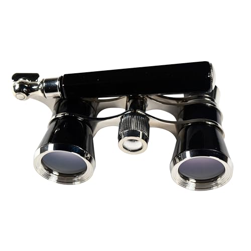 HQRP 3 x 25 Theatre Opera Glasses Binocular, Elegant Black Color with Silver Trim, Built-in Extendable Handle, Crystal Clear Optic (CCO), for Adults Kids Women in Musical Concert Sport Events etc. Black with Silver