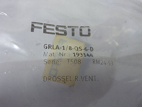 Festo GRLA-1/4-QS-10-RS-D One-Way Flow Control Valve, Threaded with External (Male) Thread, One-Way Flow Control Function, 0.2-10 bar Pressure