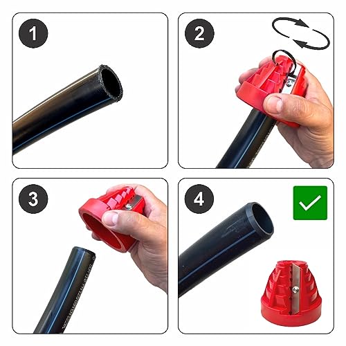 Plastic Pipe Chamfer Tool - Pipe Deburring Tool for 20, 25, 32, 40, 50 and 63 mm Plastic Pipes - High Performance Pipe Cutter - PVC Pipe Cutter and 2 Spare Blades
