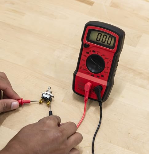 Gardner Bender GDT-3190 digital multimeter, red 4-function tester with black rubber boot and manual display