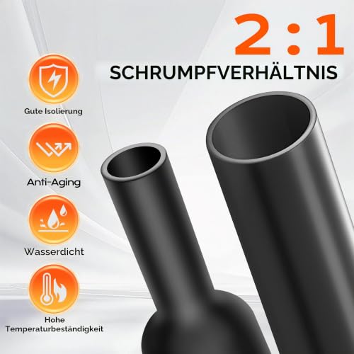 900 Piece Heat Shrink Tube Set, Heat Shrink Tubing Black High-Quality EVA 12 Sizes 2:1 Shrink Ratio with Storage Case, Heat Shrink Tube for Electrical Insulation and Wire Connections