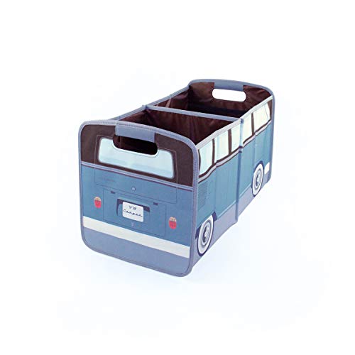 BRISA VW Collection - T1 Bus Camper Collapsible Storage Box & Shopping Bag Petrol/Brown VW T1 Bus