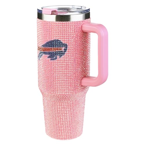 The Memory Company Officially Licensed 40oz Pink Bling Game Day Tumbler, Buffalo Bills