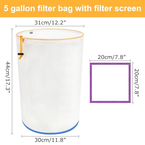 PSLER 5-gallon reusable nylon fine filter bag with 220-micron mesh screen