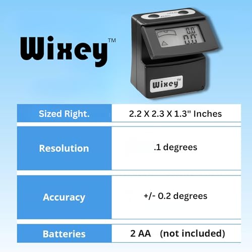 Wixey digital angle gauge with flip-out display and magnetic base for measuring levels