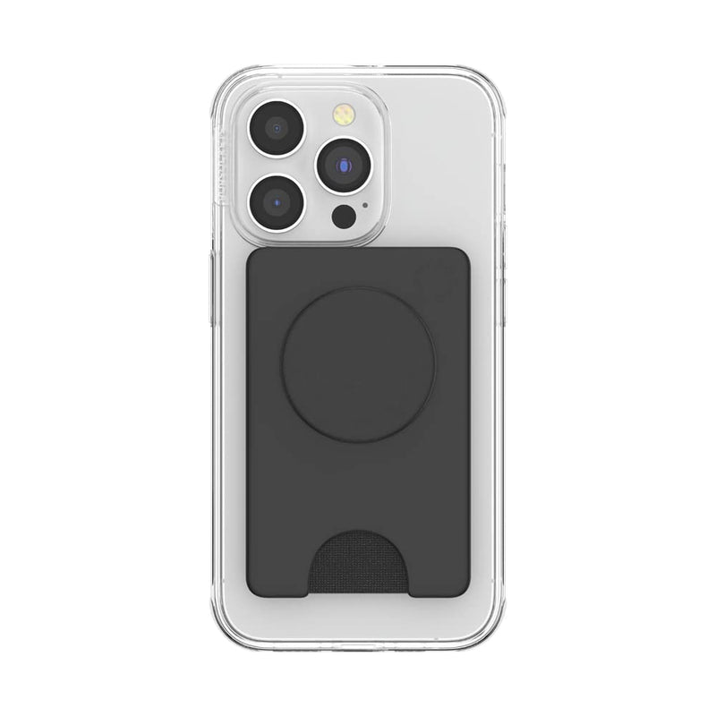 [Australia - AusPower] - PopSockets Phone Wallet with Expanding Phone Grip, Phone Card Holder, Solid PopWallet - Black Adhesive 