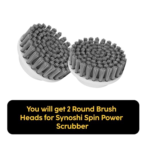 SYNOSHI Round Brush Heads (2 Units) for Electric Cleaning Brush | Designed for General Cleaning Tasks, Grey