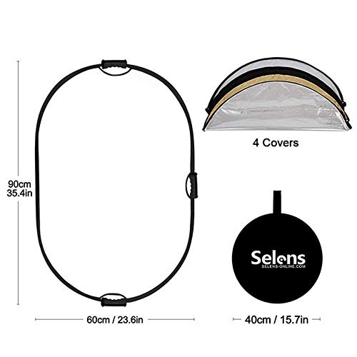Selens 5-in-1 Oval Reflector with Handle for Photography Photo Studio Lighting & Outdoor Lighting (24 x 36 Inch) 24 x 36 Inch Oval Reflector