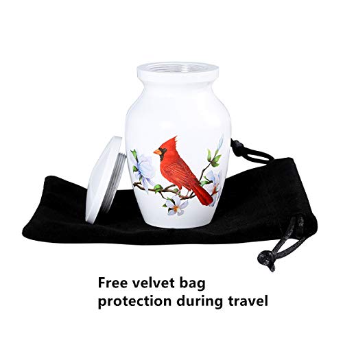 Small Cardinal Urn for Human or Pet Ashes, 4 Mini Funeral Memorial Urns 4 Keepsake Urns