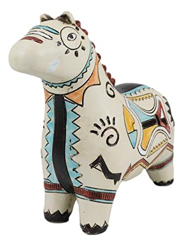 Ebros Gift Native Tribal American Aztec Hopi Indian Style Equine Mustang Horse Animal Totem Spirit Figurine Collection Celestial Heaven and Earth Inspired Colorful Patterns
