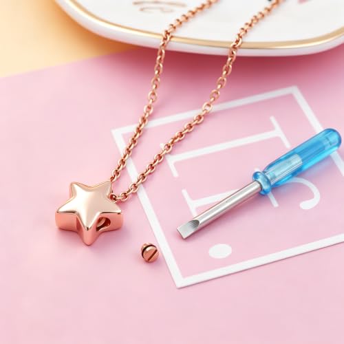 Little Star Cremation Urn Neckalce Small Charm Keepsake Ashes Holder Memorial Jewelry Urn Necklace for Ashes Cremation Jewelry Rose gold
