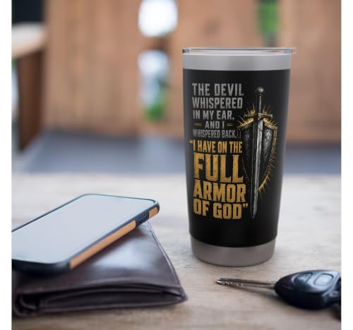Christian Armor of God Man of God Faith Gift Warrior Stainless Steel Insulated Tumbler Black 567 g