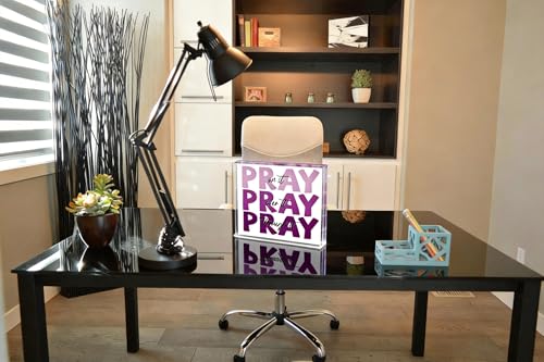 Religious Gifts for Women, Inspirational Decor Pray Over It Bible Verse Christian Gifts, Office Desk Accessories Decor Art Sign 4x 4 Inches (Blue)