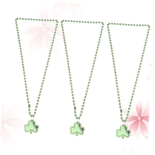 KOMBIUDA 3pcs Clover Necklace Bead Necklace for St Patricks Day Parade Pendant Accessories and Decorations