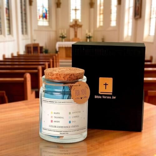 Bible Verses Jar with 90 Inspirational Scripture, Christian Gift for Women, Men, Valentines Gifts for Him, Easter Basket Stuffers, Glass Jar for Prayer and Meditation