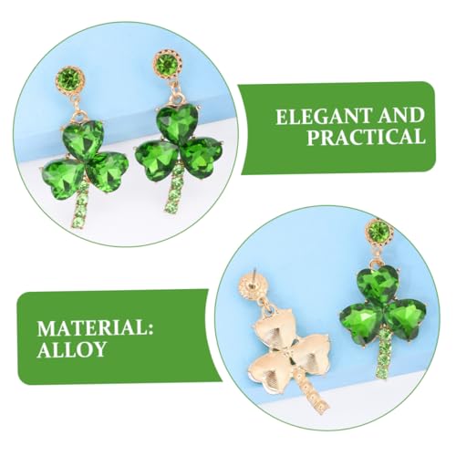 Holibanna St Patrick's Day Earrings Festive Clover Dangle Rhinestone Shamrock Drop Earrings Jewelry for Women Holiday Celebration