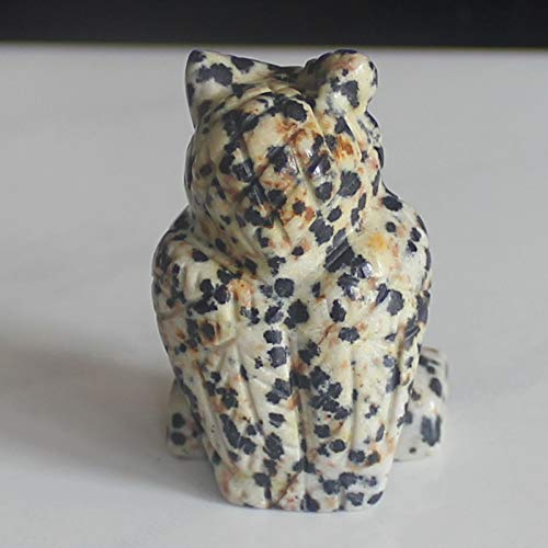 1.5'' Hand Carved Mixed gemstome Crystal owl Animal Figurine Animal Carving (Dalmation Jasper) Dalmation Jasper