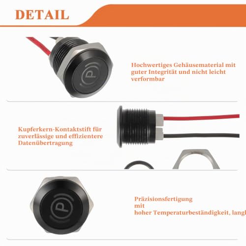 Pack of 2 12mm Waterproof Signal Light LED Indicator Light | DC 12V/24V LED Metal Indicator Light with 150mm Cable for Motorcycles Cars Trucks Tractors RV ATV 2 Pieces