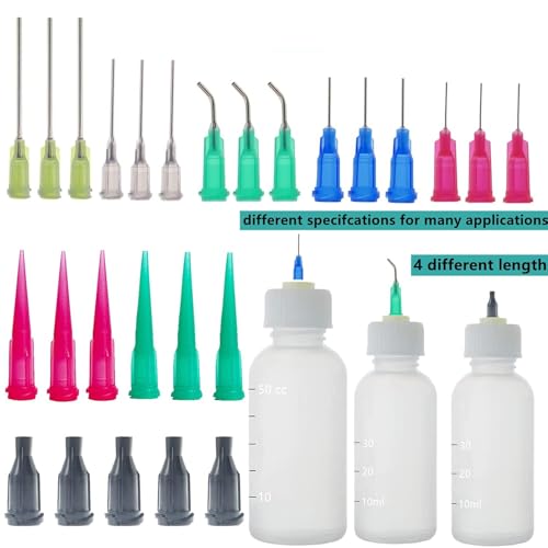 CIETER 20-pack adhesive dispenser bottles and caps, 1ml to 50ml, for epoxy, ink, woodworking, and crafts