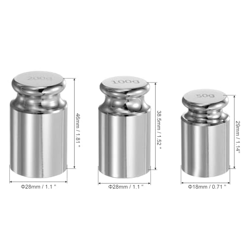 Quartzman 5-Piece Calibration Weight Set 50g 100g 200g | M1 Precision Chrome Plated Steel for Digital Scales