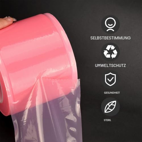Dental Protective Film, 1200 Sheets, PE Disposable Protective Film, Plastic Tattoo Protective Film for Dental Materials, Barrier Film, Sticky (Pink) Pink