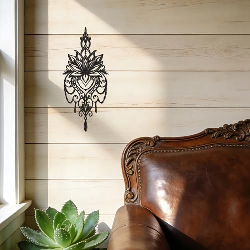 JEWLOVE Mandala Wall Art, Lotus Sacred Geometry Metal