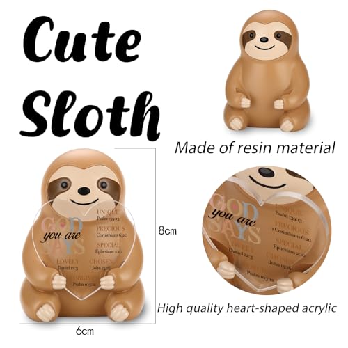 Tiny Sloth Statue with Heart Acrylic Plaque, Inspirational Resin Figurine Desk Decor, Motivational Gift for Women Men, Encouragement Keepsake for Office, Graduation, Birthday PF007 Tiny Sloth Statue PF007