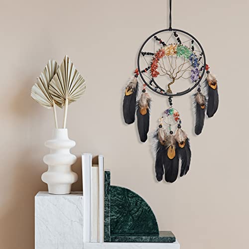 7 Chakras Dream Catchers Tree of Life Dream Catcher Wall Decor Ornaments Black Tree of Life Art(ornament)