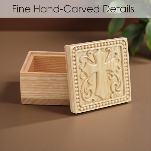 SOUTHLISA Hand-Carved Wooden Cross Keepsake Box, Natural Solid Wood Christian Gift Box for Rosary, Prayer Cards, Jewelry & Meaningful Faith Gifts for Women, Men, Friends & Loved Ones Wooden Cross Box