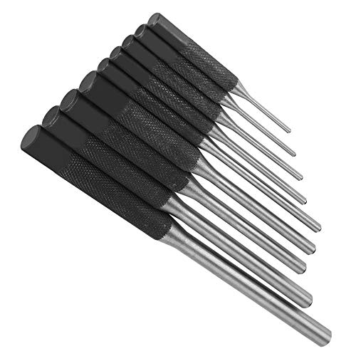 9Pcs Roll Pin Starter Punch Set for Gunsmithing, 40CR Metal Steel Roll Pin Punch Set for Automotive Gunsmithing Watch Jewelry & Craft Repair, Mechanics Professional Tool Kit