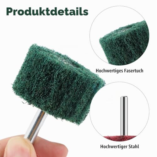Pack of 12 Sanding Discs, Flap Sander, Lamellar Grinder, Sanding Mop Set 20/25/30/40/50/60 mm, Abrasive Fleece, Polishing Disc for Metal, Wood (6 mm)