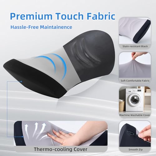 Lumbar Support Pillow for Office Chair - Lumbar Pillow for Car - Ergonomic Lumbar Support Pillow for Car Back Support Cushion Black With Gray Accents See main pic for strap option