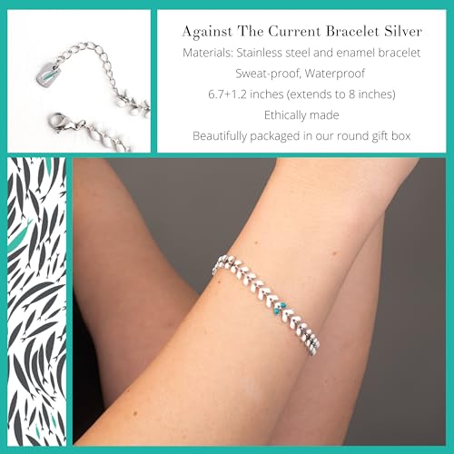 The Chosen: Against the Current Bracelet – Elegant Christian Jewelry, Inspirational Faith Bracelet for Women and Men, Religious Gift, Faith-Based Accessory, Scripture-Inspired Statement Piece Silver
