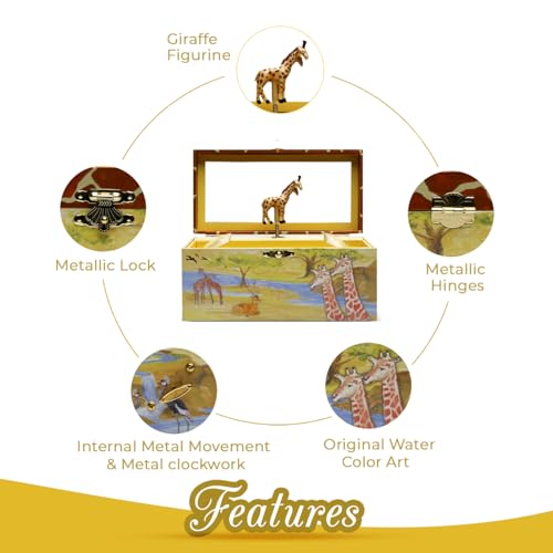 Enchantmints Giraffe Musical Jewelry Box Giraffe Spins to Around the World in 80 Days Treasure Storage