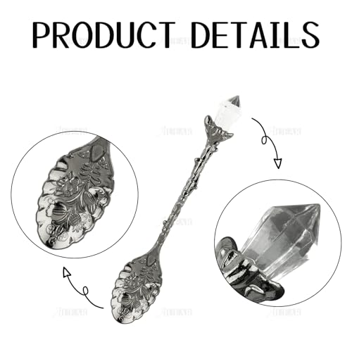 AUEAR, 50 Pack Vintage Crystal Spoons Set Carved Coffee Tea for Home Office Party Supplies Bronze & Black & Red Copper & Gold & Silver