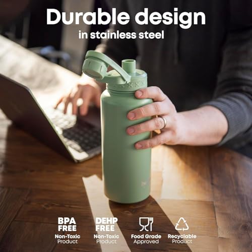 Smartshake Bohtal 960ml/32 oz Insulated Water Bottle, Durable Stainless Steel Water Bottle, Leak Proof Water Bottle, Keep Drinks Hot for 6 Hours, Cold for 12 Hours, BPA-Free, Leak-Proof Lid - Black