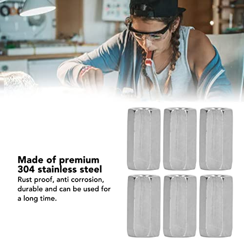 20-piece Tissting M6 hex coupling nuts in 304 stainless steel with threaded connector design