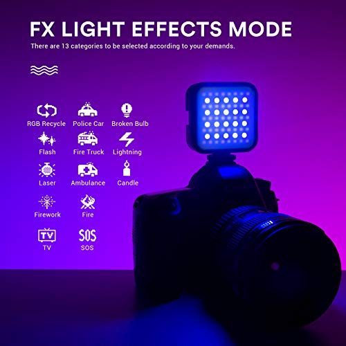 Godox LED6R Magnetic RGB Video Light LED Camera Light w/3 Cold Shoe Mount
