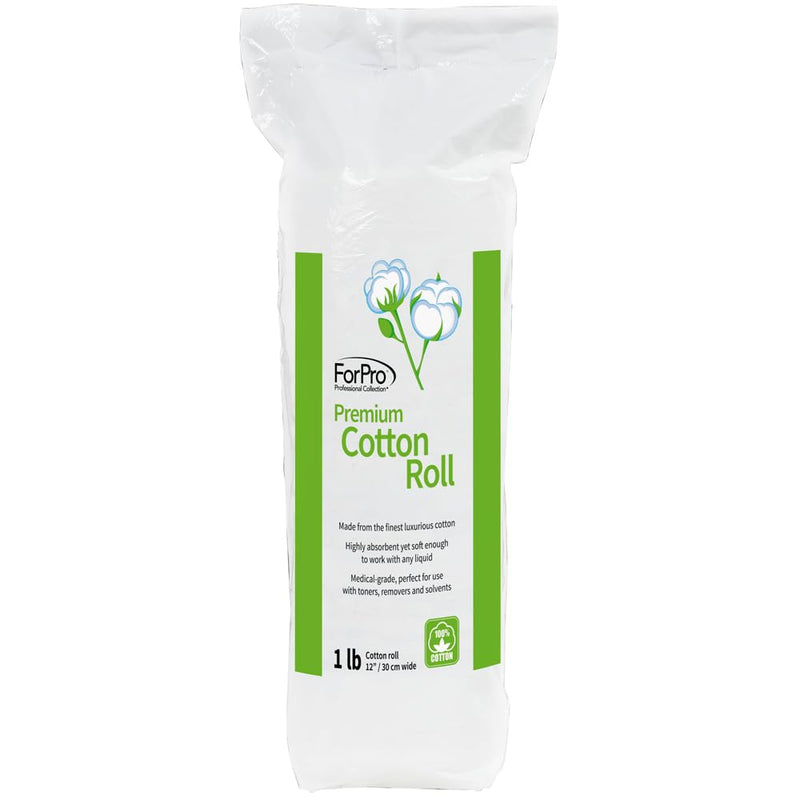 [Australia - AusPower] - ForPro Professional Collection Premium Cotton Roll for Cosmetic Application and Product Removal, White, 12” Wide, 1 Lb. 