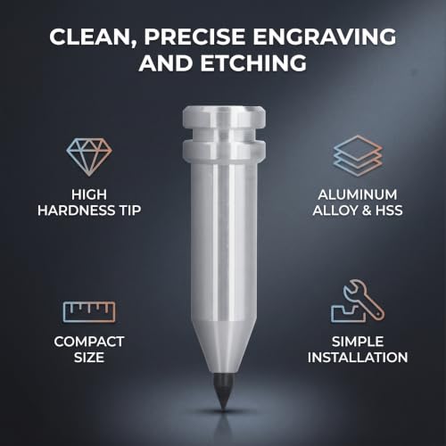 Wakects Engraving Etching Tips, Small Portable Aluminum Alloy High Speed Steel cricuts Engraving Tool Etching Accessories 0.6in Tail Dia