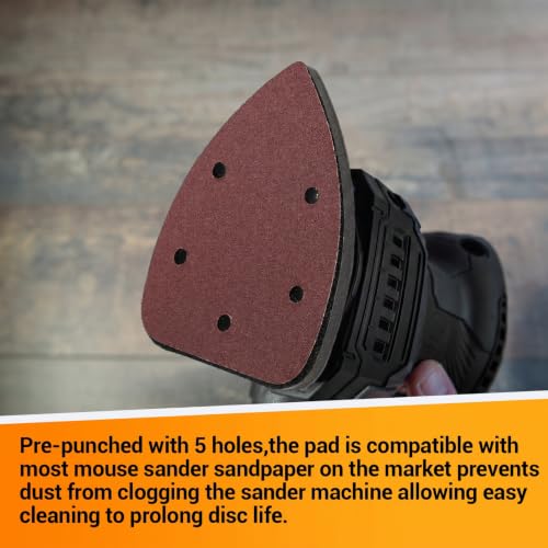 Yaryang 60-piece detail sanding pads with foam pads and assorted mouse sander sandpaper, 40–240 grit