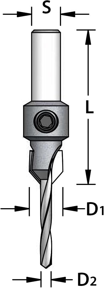 ENT 52104 Countersink with Point Angle 90°, Countersink (D1) 10 mm, Bore Diameter (D2) 3.0 mm, L 44 mm D1=10 / D2=3,0 / S=8