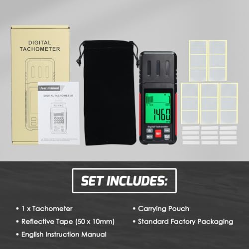 TEKCOPLUS digital tachometer RPM meter with LCD display and contact, non-contact speed testing functions