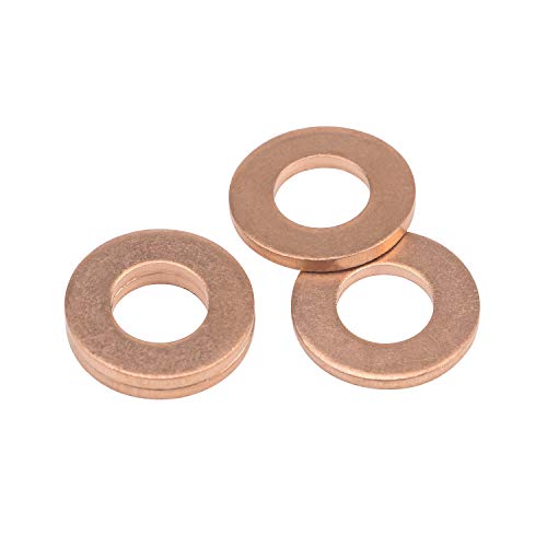 Favordrory M10 x 20 x 2mm metric flat copper sealing washers, 60-piece set